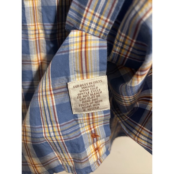 Peter Millar Men's Blue Yellow White Plaid Print Button Down Shirt Size L - Picture 3 of 8